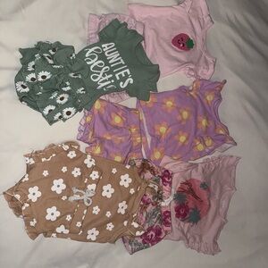 Floral Baby Girl Bodysuit Bundle - Pink, Green, Purple, and Tan
